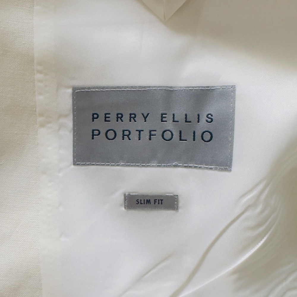 NWT Perry Ellis 40R Slim Fit Classic Off White Blazer - Picture 3 of 5